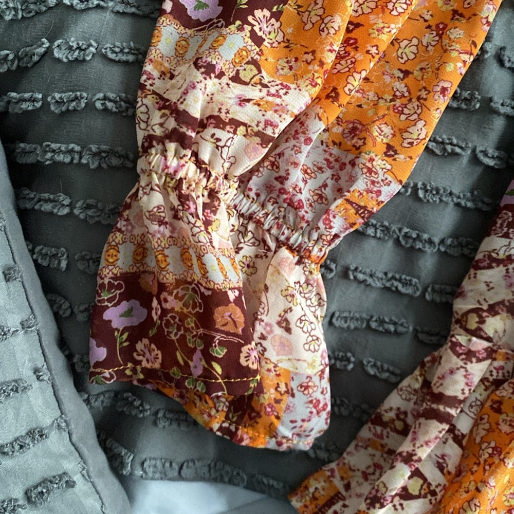 Orange Patchwork Front Tie Dress - image 5